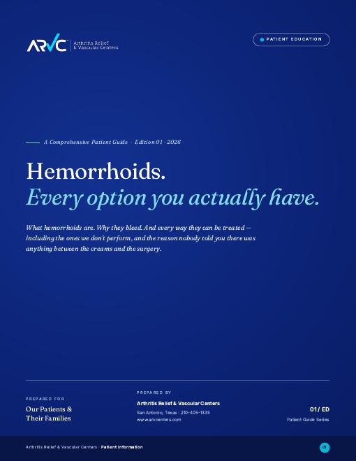 Cover of the ARVC patient guide Hemorrhoids — Every Option You Have